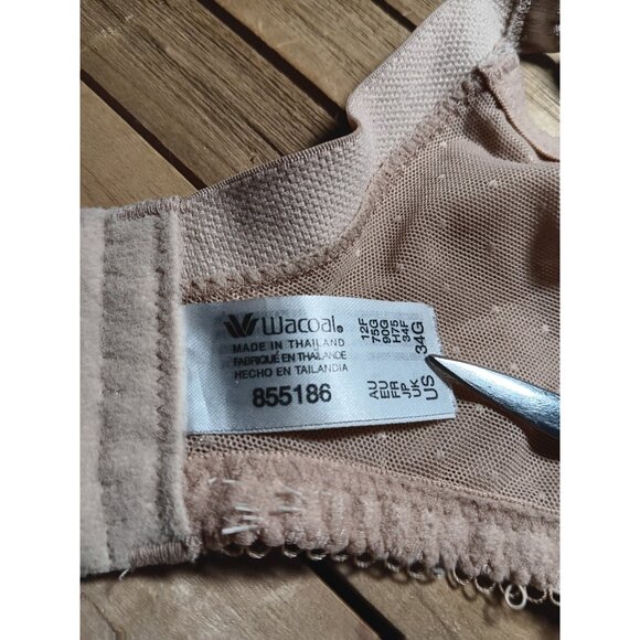 Wacoal Underwire Bra 34G Beige Nude Adjustable Straps Model 855186 - Picture 8 of 12